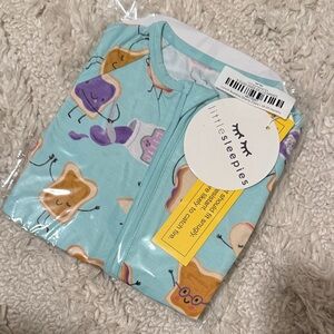 Little Sleepies Fun Toast Print Pajama in Light Blue